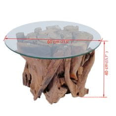 Vidaxl Konferenčný stolík, tíkový masív, naplavené drevo 60 cm