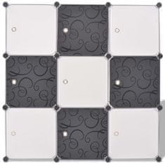 Petromila vidaXL Úložná skrinka v tvare kocky s 9 priečinkami, čierna a biela