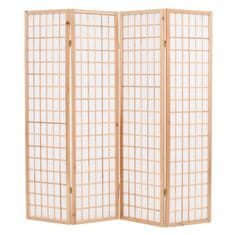 Vidaxl Skladací paraván so 4 panelmi,japonský štýl 160x170cm, prírodný