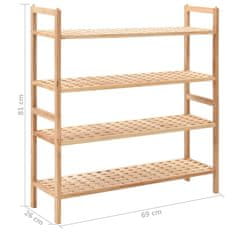 Vidaxl Regál na topánky z masívneho orechového dreva 69x26x81 cm