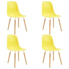 Vidaxl Jedálenské stoličky 4 ks, žlté, plast