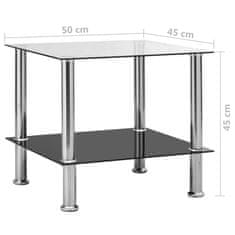 Petromila vidaXL Bočný stôl priehľadný 45x50x45 cm tvrdené sklo