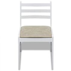 Vidaxl Jedálenské stoličky 6 ks, biele, drevený masív a zamat
