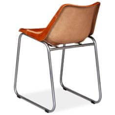 Vidaxl Jedálenské stoličky 4 ks, hnedo béžové, pravá koža a plátno