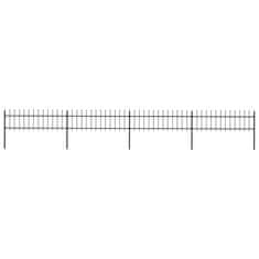 Vidaxl Záhradný plot so špicatými vrchmi čierny oceľový 6,8x0,6 m