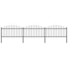 Vidaxl Záhradný plot s hrotmi, oceľ (1,25-1,5)x5,1 m, čierny