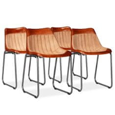 Vidaxl Jedálenské stoličky 4 ks, hnedo béžové, pravá koža a plátno
