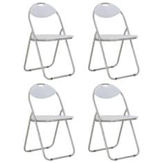 Vidaxl Skladacie jedálenské stoličky 4 ks biele umelá koža