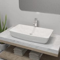 Petromila vidaXL Kúpeľňové umývadlo s pákovým kohútikom keramické obdĺžnikové biele