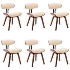 Vidaxl Jedálenské stoličky 6 ks krémové ohýbané drevo a umelá koža