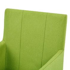 Vidaxl Jedálenské stoličky s opierkami 4 ks, zelené, látka