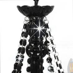 Petromila vidaXL Luster s korálkami čierny 12 x E14 žiaroviek