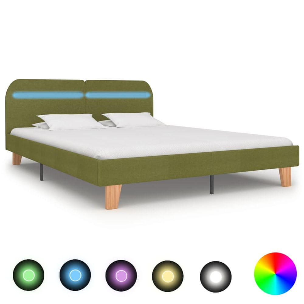 Petromila vidaXL Rám postele s LED svetlom zelený látkový 180x200 cm
