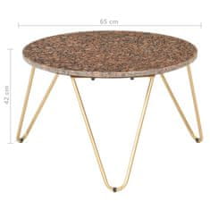 Vidaxl Konferenčný stolík hnedý 65x65x42 cm pravý kameň s mramorovou textúrou