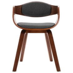 Vidaxl Jedálenské stoličky 4 ks ohýbané drevo a sivá látka