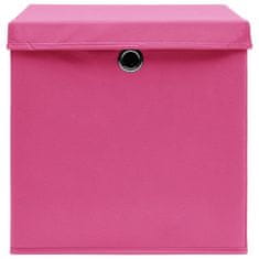 shumee Úložné boxy s vrchnákmi 10 ks ružové 32x32x32 cm látkové