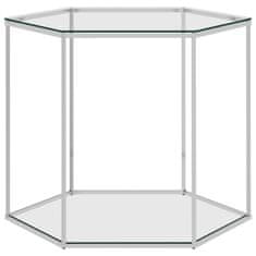 Vidaxl Konferenčný stolík strieborný 60x53x50 cm nerezová oceľ a sklo