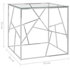 Vidaxl Konferenčný stolík strieborný 55x55x55 cm nerezová oceľ a sklo