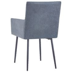 Vidaxl Jedálenské stoličky s opierkami 6 ks, sivé, umelý semiš