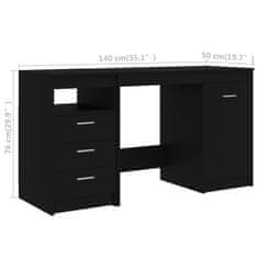 Petromila vidaXL Písací stôl, čierny 140x50x76 cm, kompozitné drevo