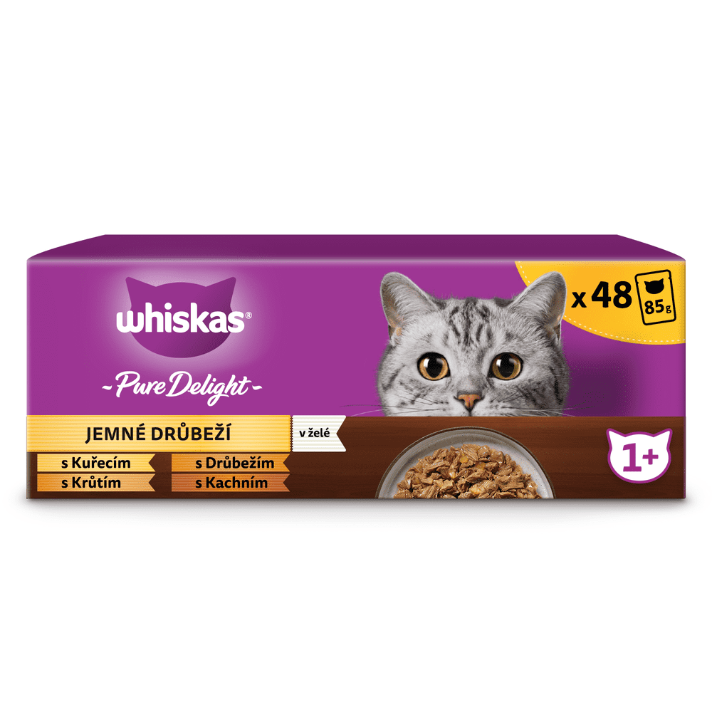 Whiskas Pure Delight kapsičky hydinový výber v želé pre dospelé mačky 48 x 85 g