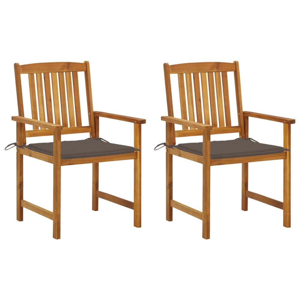 Vidaxl Režisérske stoličky s podložkami 2 ks masívne akáciové drevo