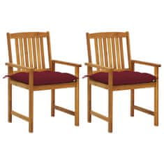 Vidaxl Záhradné stoličky s vankúšmi 2 ks masívne akáciové drevo