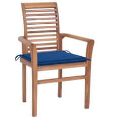 Vidaxl Jedálenské stoličky 8 ks kráľovsky modré podložky tíkový masív