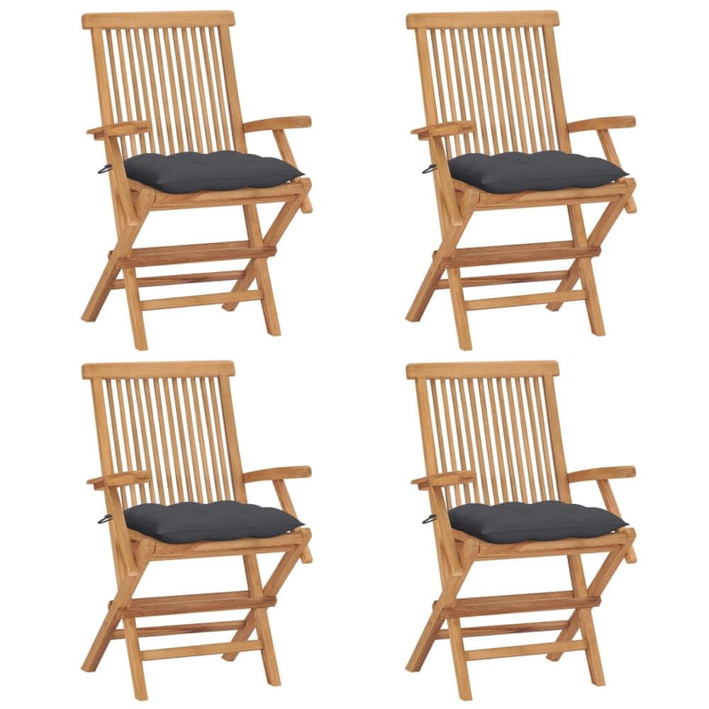Petromila vidaXL Záhradné stoličky s antracitovými podložkami 4 ks tíkový masív