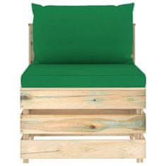 Vidaxl 3-dielna záhradná sedacia súprava s podložkami zelené impregnované drevo