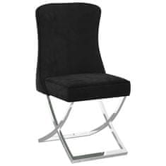 Vidaxl Jedálenské stoličky 4 ks čierne 53x52x98 cm zamat a nehrdzavejúca oceľ