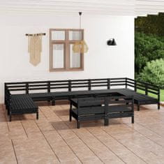 Petromila vidaXL 13-dielna záhradná sedacia súprava, čierna, borovicový masív