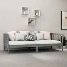 Vidaxl Denná posteľ s matracom, 90x200 cm, sivá, borovicové drevo