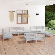 Petromila vidaXL 13-dielna záhradná sedacia súprava, biela, borovicový masív