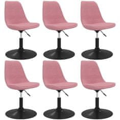 Vidaxl Otočné jedálenské stoličky 6 ks ružové zamatové