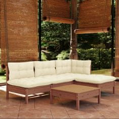 Petromila vidaXL 5-dielny záhradný set s vankúšmi medovo-hnedý borovicové drevo