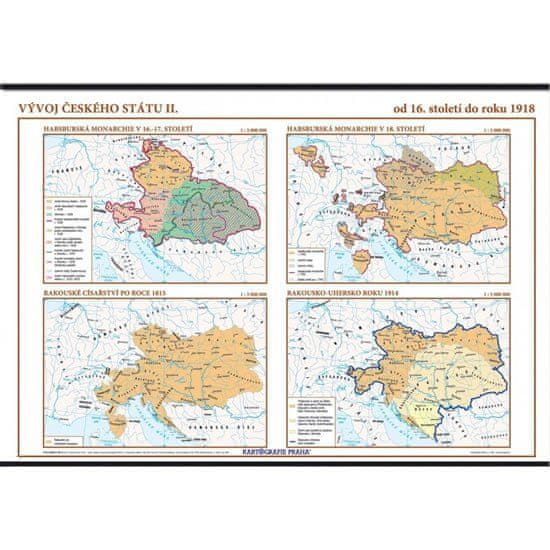 Vývoj českého štátu II. (od 16. storočia do roku 1918) – školská nástenná mapa/136 x 96 cm