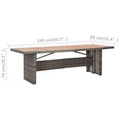 Petromila vidaXL Záhradný stôl 240x90x74 cm, polyratan a akáciový masív