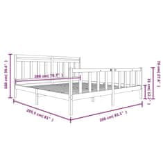 Vidaxl Posteľný rám čierny masívne drevo 200x200 cm