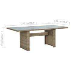Vidaxl Záhradný jedálenský stôl hnedý 200x100x74 cm sklo a polyratan