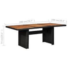 Petromila vidaXL Záhradný jedálenský stôl, čierny 200x100x74 cm, polyratan