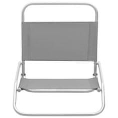 Vidaxl Skladacie plážové stoličky 2 ks sivé látka