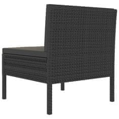 Petromila vidaXL Záhradné stoličky 3 ks s podložkami, polyratan, čierne