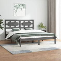 Vidaxl Rám postele, sivý, masívne borovicové drevo, 150x200 cm, veľkosť King Size