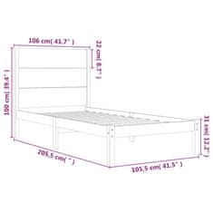 Vidaxl Posteľný rám čierny borovicový masív 100x200 cm