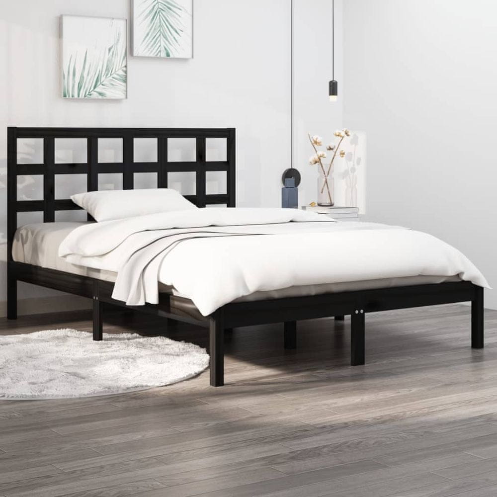 Vidaxl Rám postele, čierny, masívne drevo, 120x200 cm