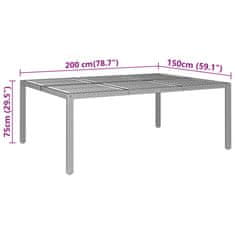 Vidaxl Záhradný stôl 200x150x75 cm akáciové drevo a polyratan čierny