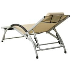 Vidaxl 310530 Sun Lounger with Pillow Textilene Cream