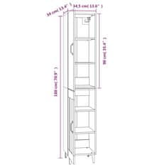 Vidaxl Vysoká skrinka hnedý dub 34,5x34x180 cm spracované drevo