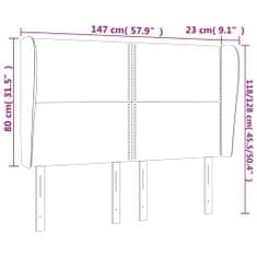 Vidaxl Čelo postele so záhybmi bledosivé 147x23x118/128 cm zamat